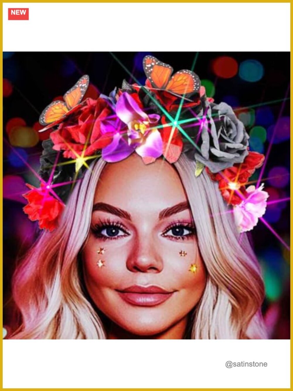 LED Flower Headband Light Up Butterfly Floral Hair Accessory for Party Festival